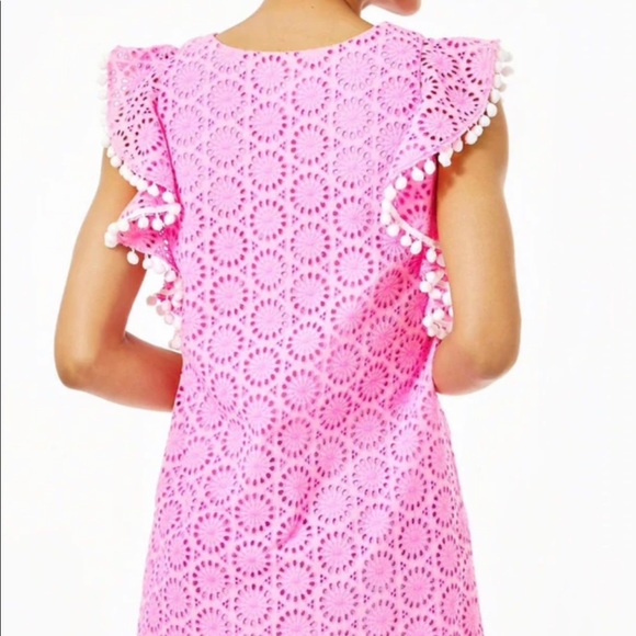 LILLY PULITZER Astara dress in Prosecco Pink Neon Geo Eyelet size SMALL - Picture 3 of 5